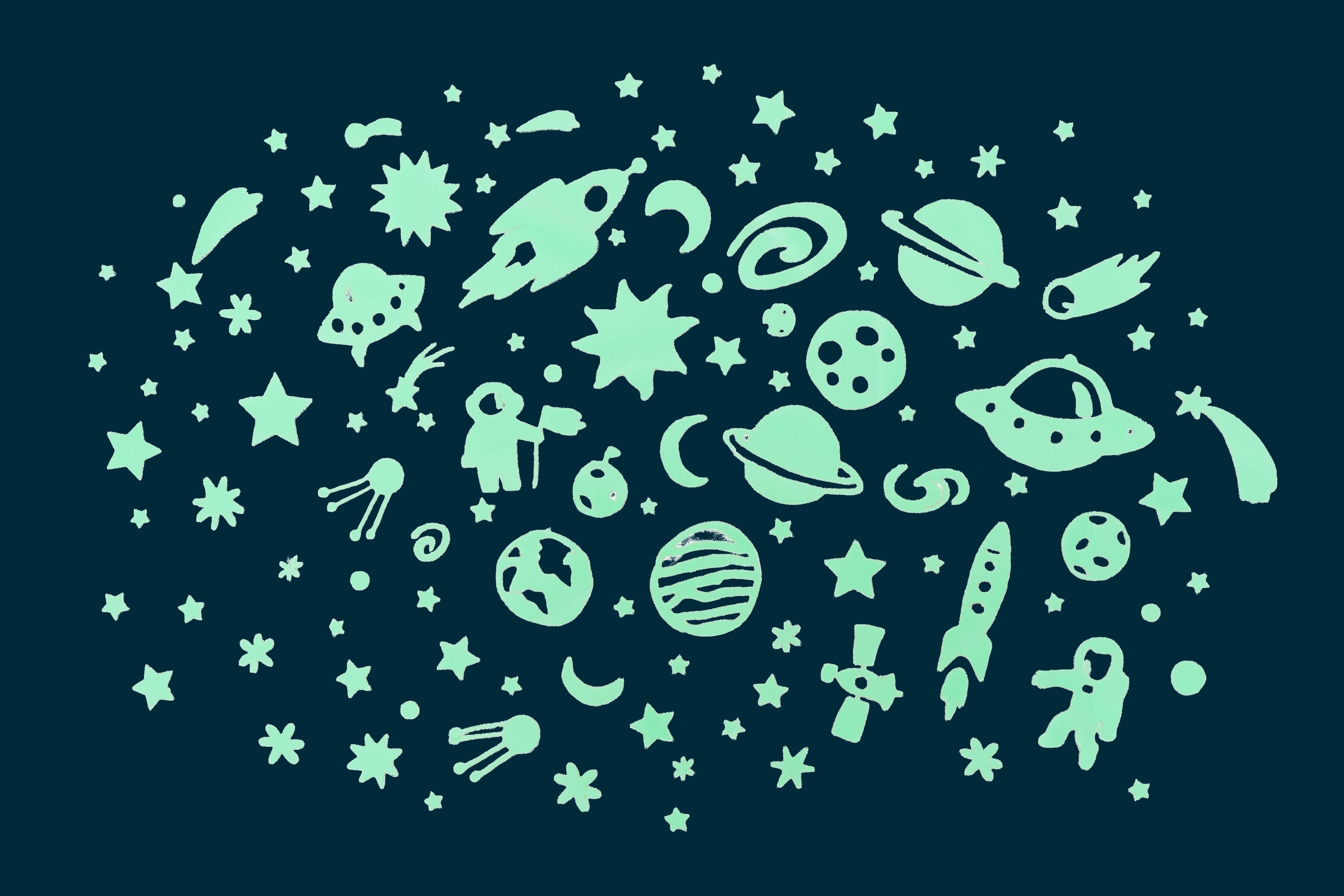 Space Adventure Series Glow in the Dark Wall Stickers